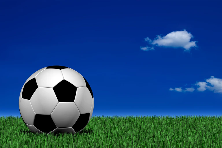  — © Regular soccer ball laying on the grass