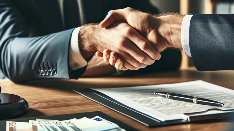 Gehaltserhöhung Geld Mann Anzug Büro Chef Verhandlung — © mit KI generiert