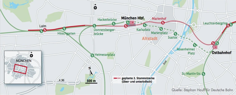 Stammstrecke, Baustelle, U9, S-Bahn — © Bild: DB