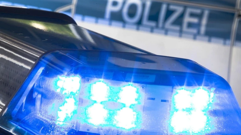 Ein Blaulicht leuchtet auf dem Dach eines Polizeiwagens. — © Friso Gentsch/dpa/Archivbild