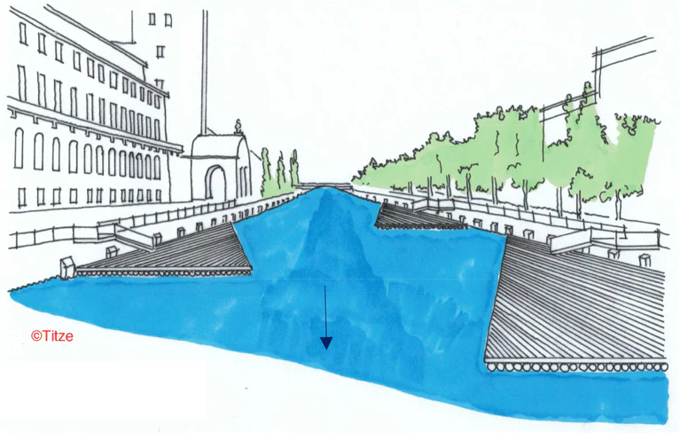 — © Visualisierung schwimmendes Isarflussbad/Wasserbauingenieur Johannes Titze