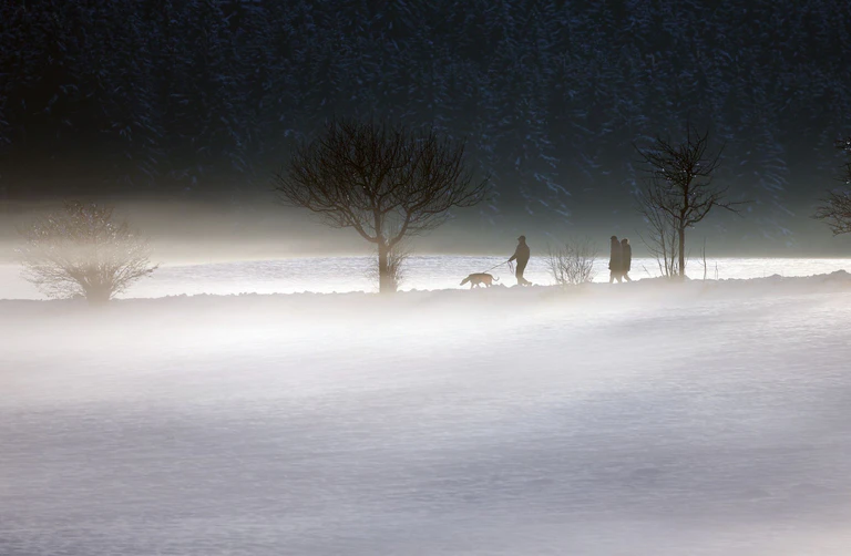 Nebel und Glätte prägen am Wochenende das Wetter in Bayern. — © Karl-Josef Hildenbrand/dpa