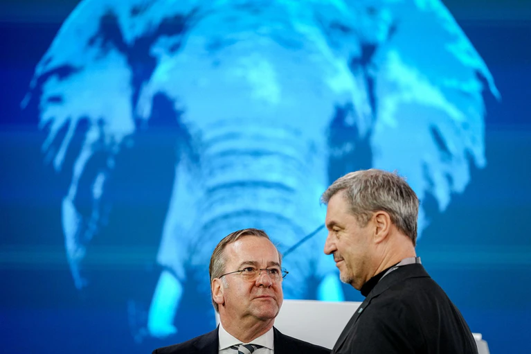 CSU-Chef Markus Söder und Verteidigungsminister Boris Pistorius (SPD) im Februar bei der Münchner Sicherheitskonferenz. (Archivbild)  — © Kay Nietfeld/dpa