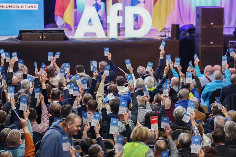 Die bayerische AfD trifft sich zu einem Parteitag. (Archivbild) — © Daniel Löb/dpa