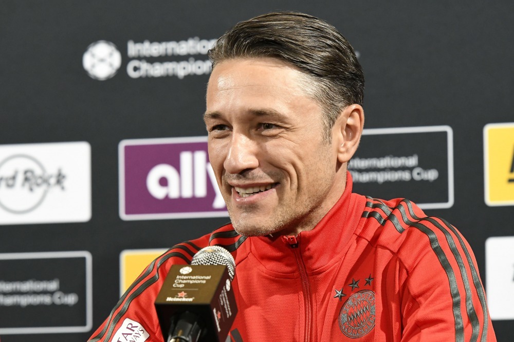 Kovac, Boateng, FC Bayern, USA, © Niko Kovac, Trainer des FC Bayern München, spricht auf einer Pressekonferenz. Foto: Ricky Fitchett